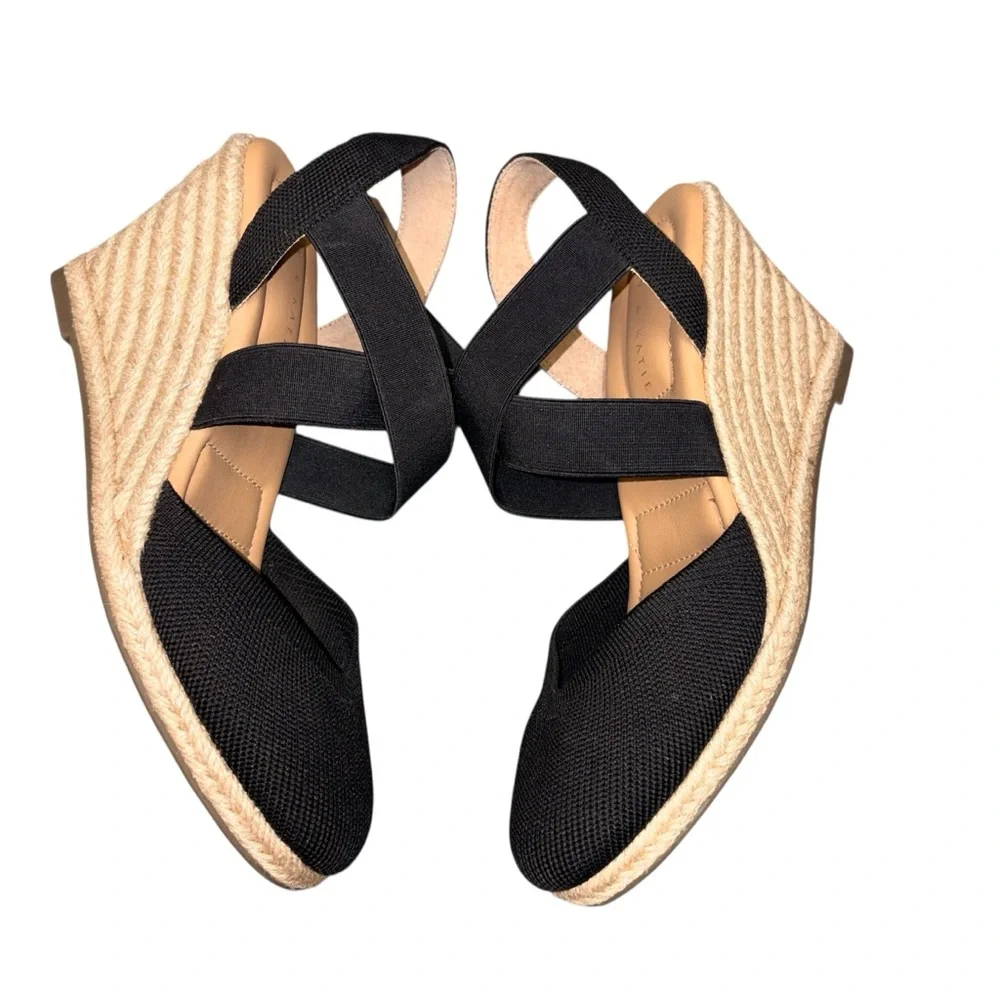New Kelly & Katie Kenedy Pump Black Wedge Espadrille Sandals size 10